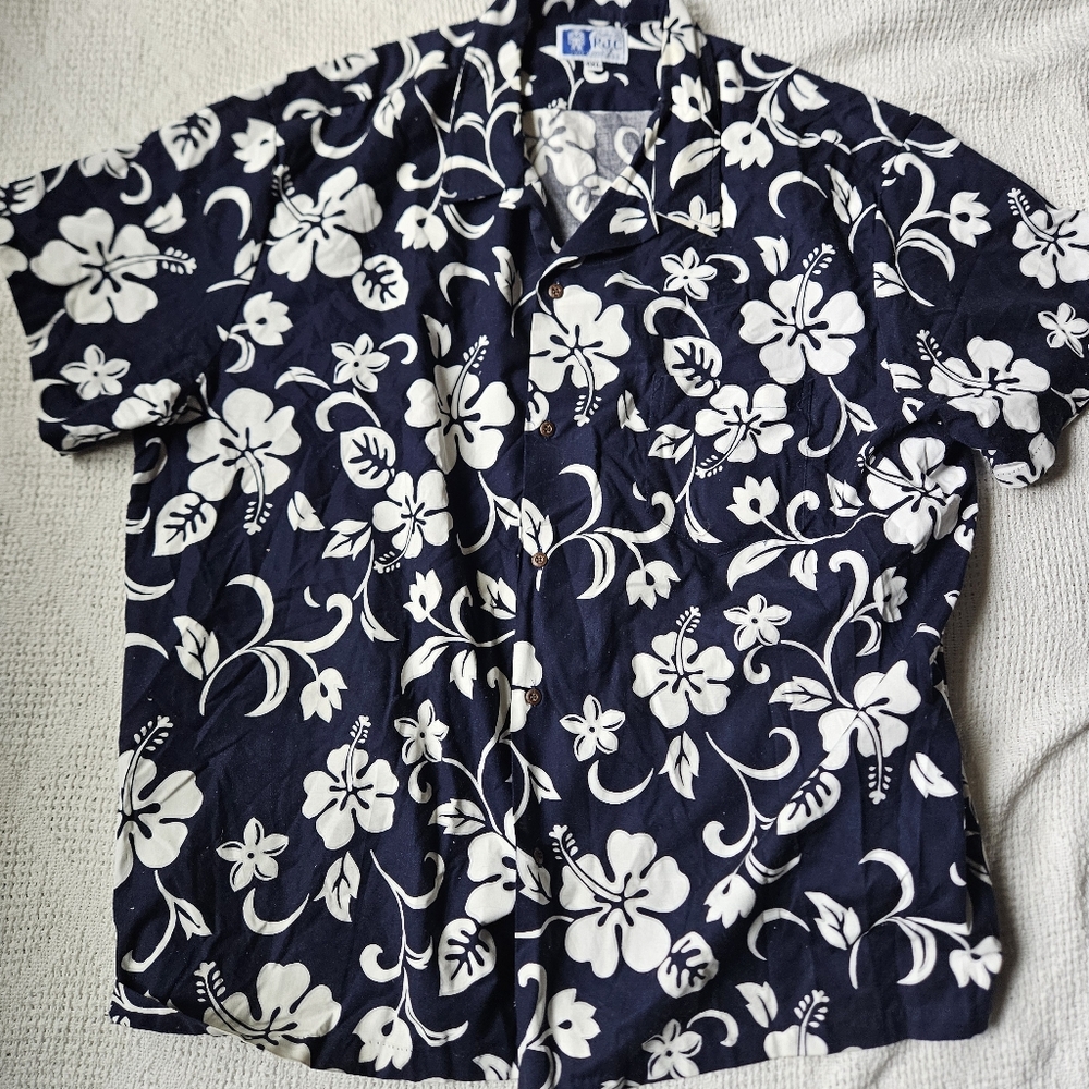 Styled by RJC Mens 4XL Blue Floral Button Front Short Sleeve Shirt Hawaiian